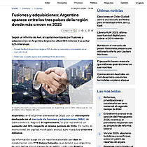 Fusiones y adquisiciones: Argentina aparece entre los tres pa�ses de la regi�n donde m�s crecen en 2025